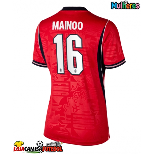Camisa de Futebol Inglaterra Kobbie Mainoo #16 Equipamento Secundário Mulheres Mundo 2026 Manga Curta